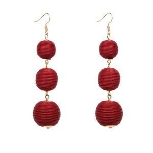 Earrings jewelry fashion long statement bold red yellow gold tone fun